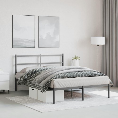 Sengeramme med sengegavl 140 x 190 cm - metal, sort