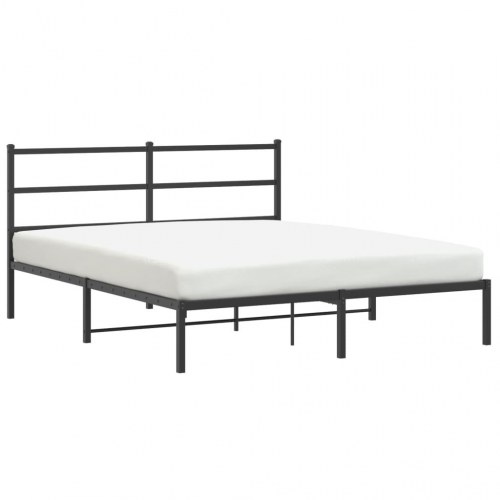 Sengeramme med sengegavl 150×200 cm - metal, sort