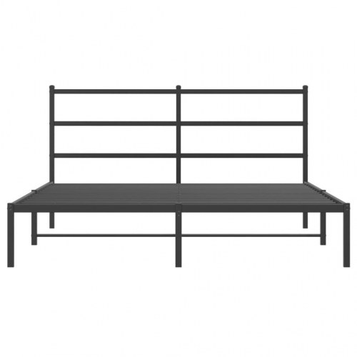 Sengeramme med sengegavl 150×200 cm - metal, sort