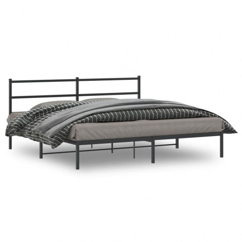 Sengeramme med sengegavl i metal - 193×203 cm, sort