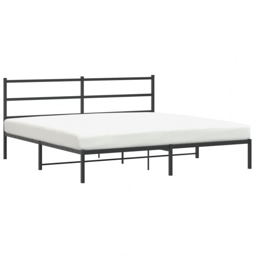Sengeramme med sengegavl i metal - 193×203 cm, sort