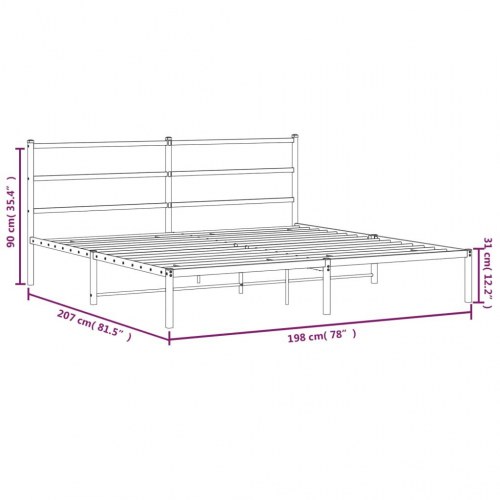 Sengeramme med sengegavl i metal - 193×203 cm, sort