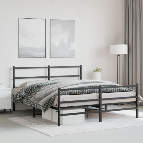 Sengeramme med sengegavl og fodgærde 160 x 200 cm - sort