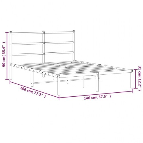 Sengeramme med sengegavl 140x190 cm - metal, hvid