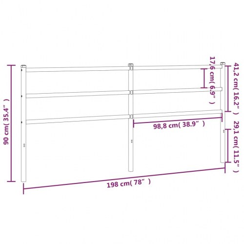 Sengegavl i metal 193 cm - sort, klassisk design