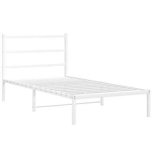 Sengeramme i metal med sengegavl 100x200 cm - hvid