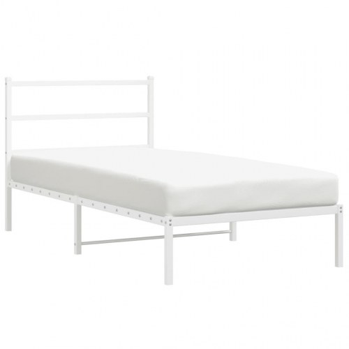 Sengeramme i metal med sengegavl 100x200 cm - hvid
