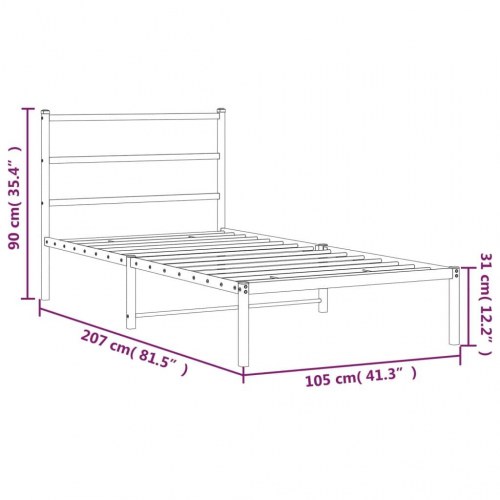 Sengeramme i metal med sengegavl 100x200 cm - hvid