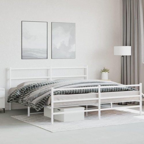 Sengeramme med sengegavl og fodgærde 183 x 213 cm - hvid
