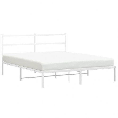 Sengeramme med sengegavl 150×200 cm - metal, hvid