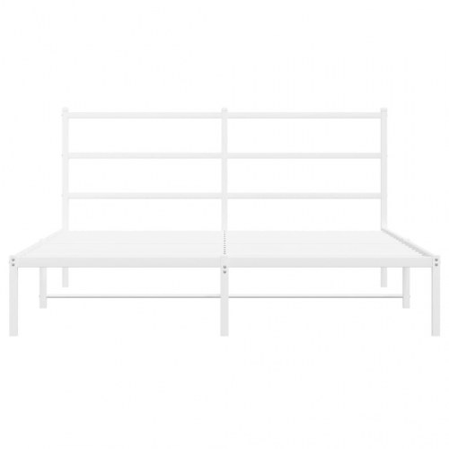 Sengeramme med sengegavl 150×200 cm - metal, hvid