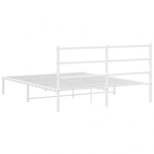 Sengeramme med sengegavl 150×200 cm - metal, hvid