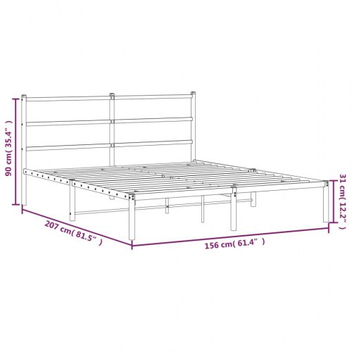 Sengeramme med sengegavl 150×200 cm - metal, hvid