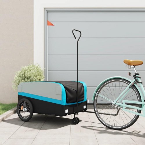 Cykelanhænger 45 kg - jern, sort/blå