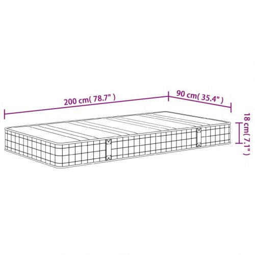 Springmadras med bonellfjedre 90×200 cm - medium fasthed