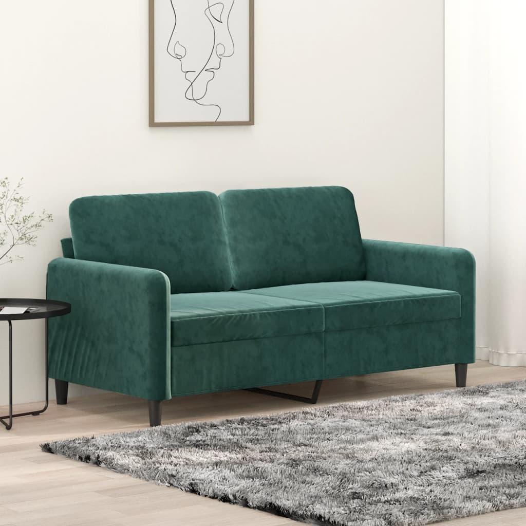 2-personers sofa 140 cm fløjl mørkegrøn billede