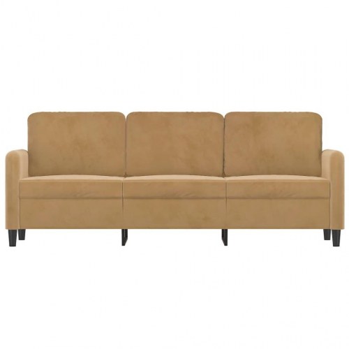 3-personers sofa i fløjl - brun