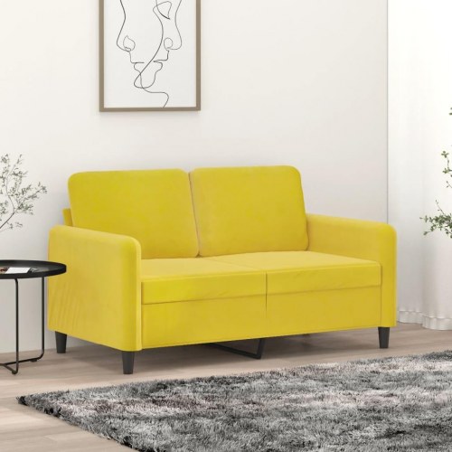 2-personers sofa i fløjl - gul, sædebredde 120 cm