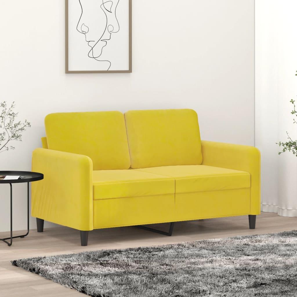 2-personers sofa 120 cm fløjl gul