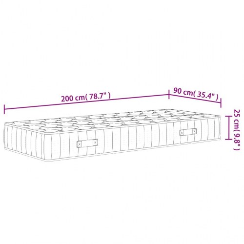 Springmadras med pocketfjedre 90×200 cm - medium fast, 25 cm