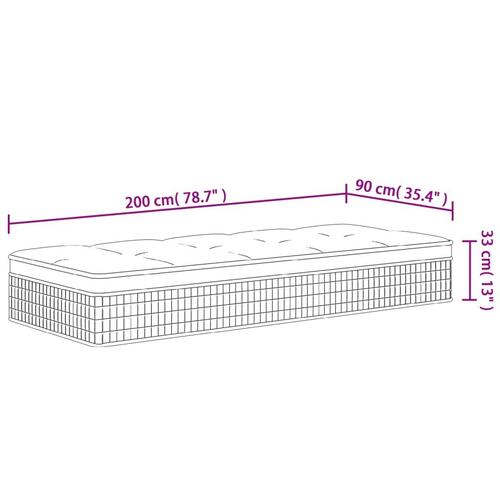 Springmadras med pocketfjedre 90x200 cm medium fast