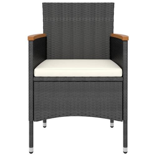 Havestole med skamler 4 dele polyrattan sort