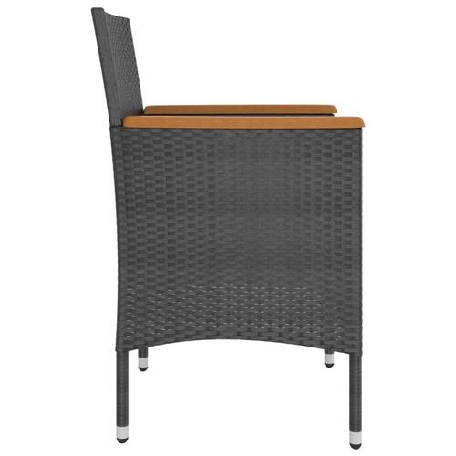 Havestole med skamler 4 dele polyrattan sort