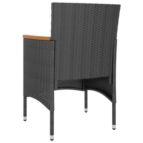 Havestole med skamler 4 dele polyrattan sort