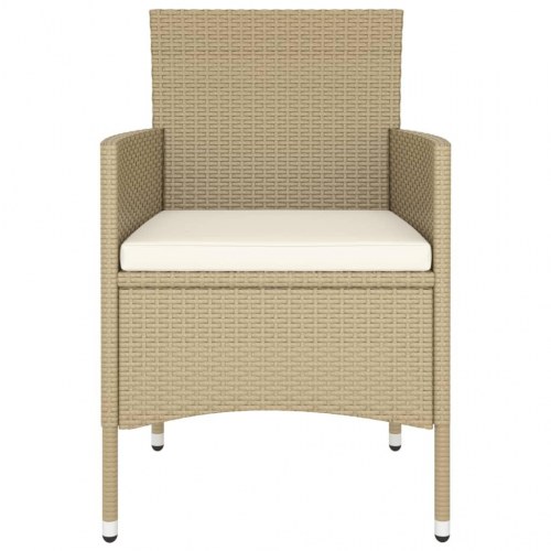 Bistrosæt til haven - 5 dele i beige polyrattan med hærdet glas