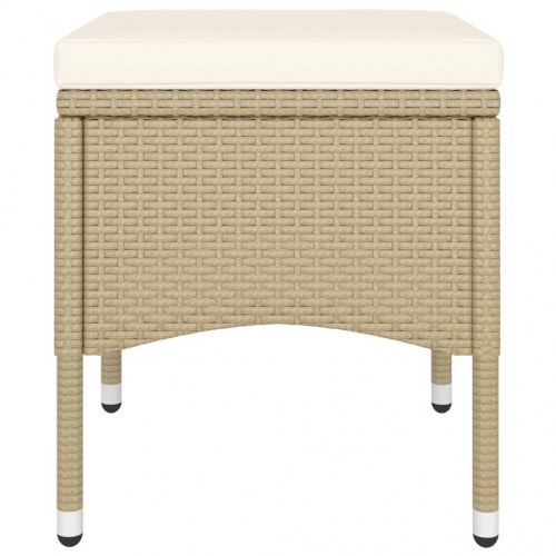 Bistrosæt til haven - 5 dele i beige polyrattan med hærdet glas
