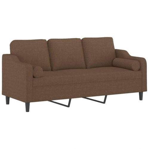 3-personers sofa i stof med pyntepuder - brun, 198 cm