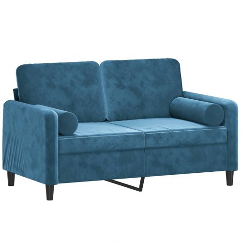 2-personers sofa i velour med pyntepuder - blå, sædebredde 120 cm