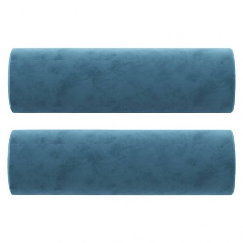 2-personers sofa i velour med pyntepuder - blå, sædebredde 120 cm