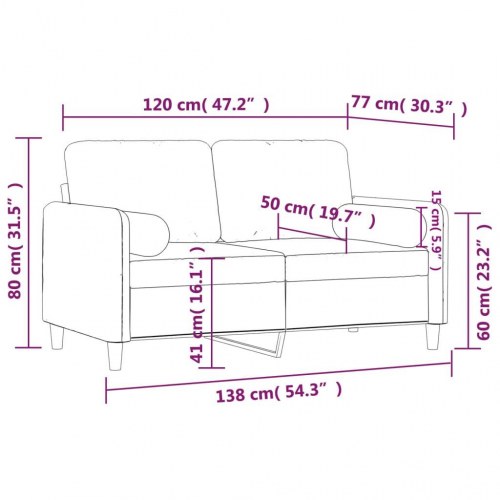 2-personers sofa i velour med pyntepuder - gul, sædebredde 120 cm