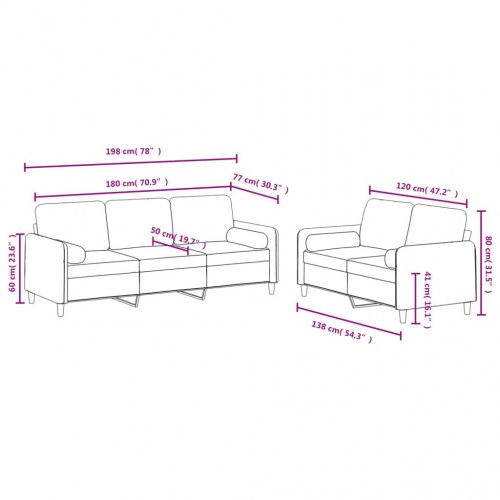 Sofasæt i velour - 2- og 3-personers med puder, sort