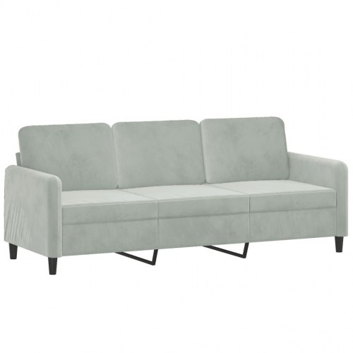 Sofasæt i velour - 3 dele, lysegrå