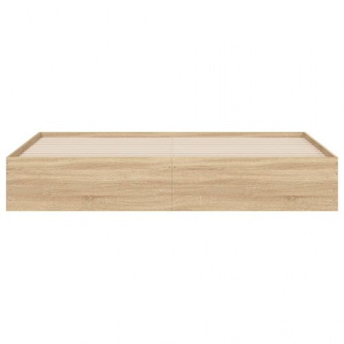 Sengeramme med skuffer 200x200 cm - konstrueret træ i sonoma-eg