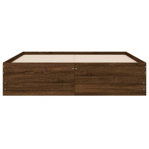 Sengeramme med skuffer 120x190 cm - konstrueret træ, brunt egetræ
