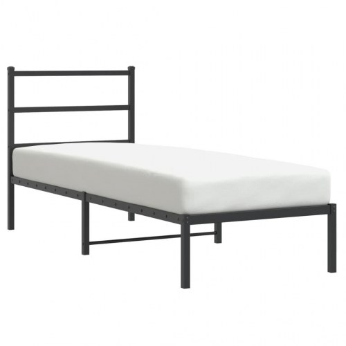 Sengeramme med sengegavl 80x200 cm - metal, sort