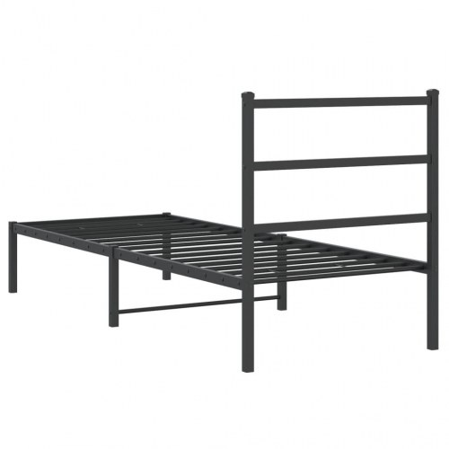 Sengeramme med sengegavl 80x200 cm - metal, sort