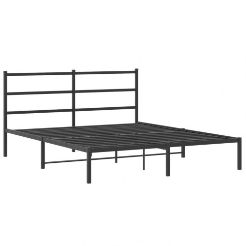 Sengeramme med sengegavl 160×200 cm - metal, sort
