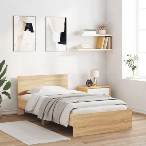 Sengeramme med sengegavl 100 x 200 cm - sonoma-eg