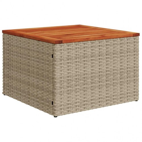Havebord 55x55x37 cm polyrattan og akacietræ beige