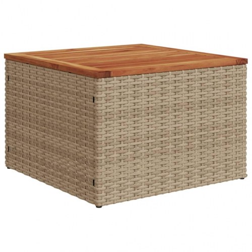 Havebord 55x55x37 cm polyrattan og akacietræ beige