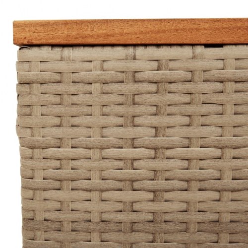 Havebord 55x55x37 cm polyrattan og akacietræ beige