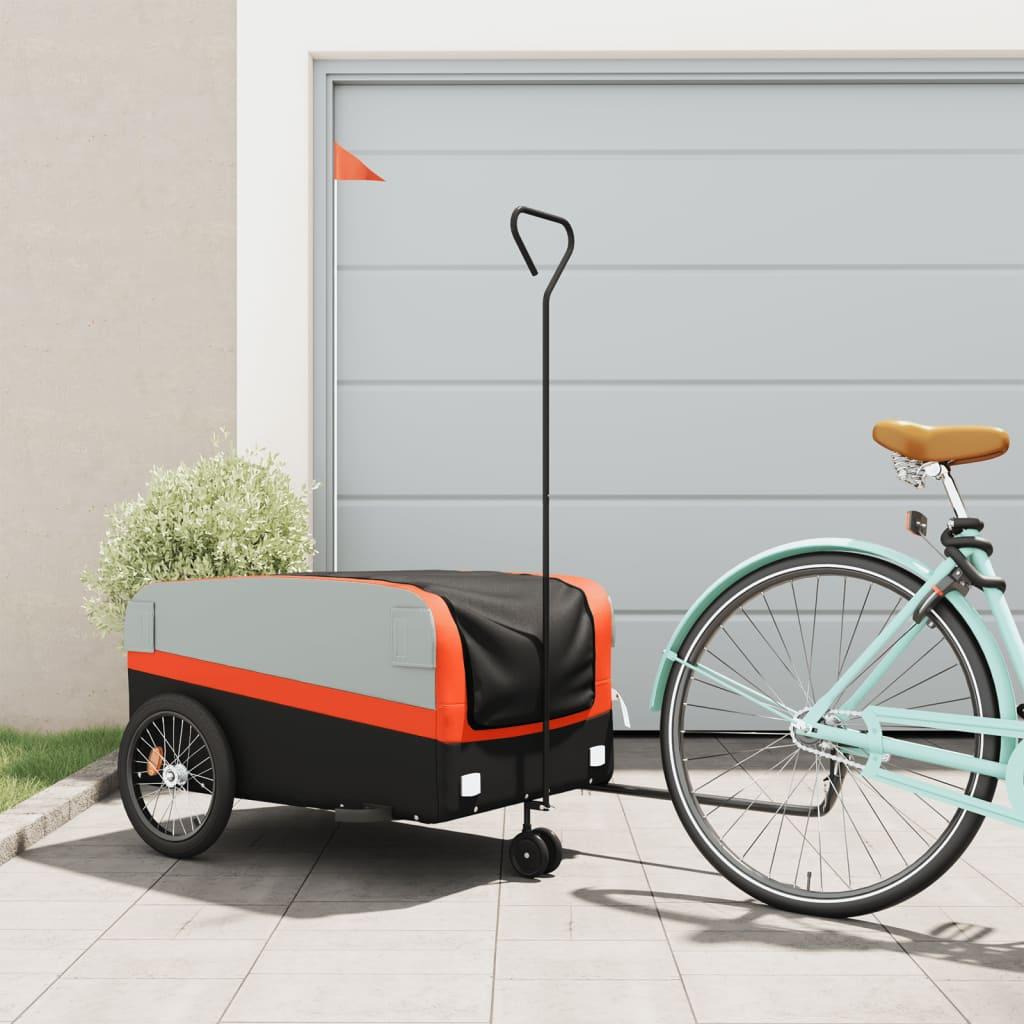 Cykelanhænger 45 kg jern sort og orange