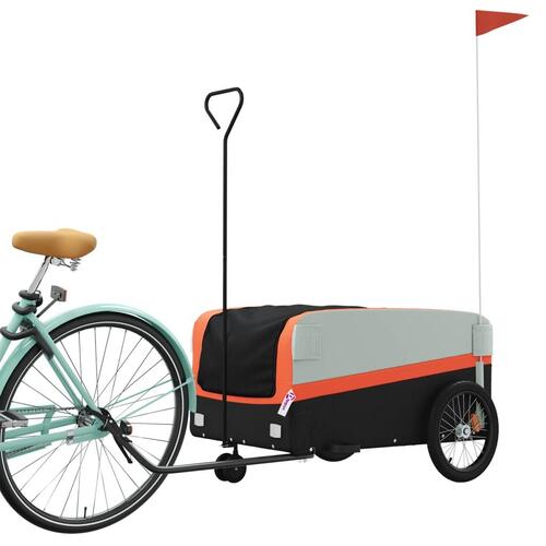 Cykelanhænger 45 kg jern sort og orange