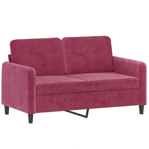 Sofasæt i velour, 2 dele - vinrød 2-personers (120 + 140 cm)