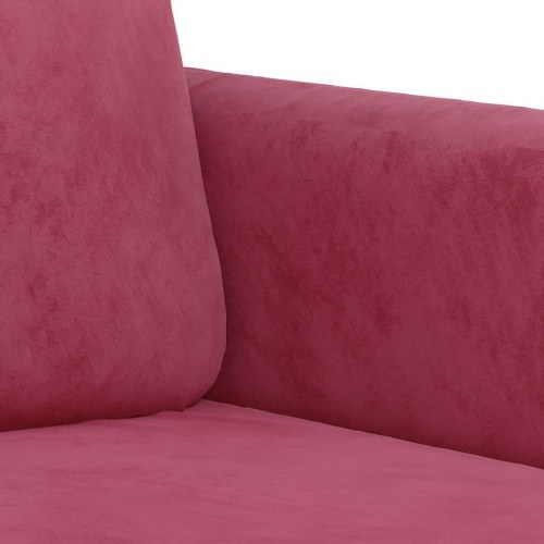 Sofasæt i velour, 2 dele - vinrød 2-personers (120 + 140 cm)