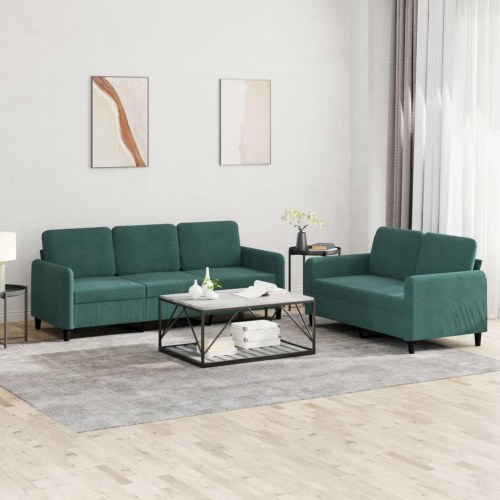 Sofasæt i velour - 2 og 3 pers., mørkegrøn